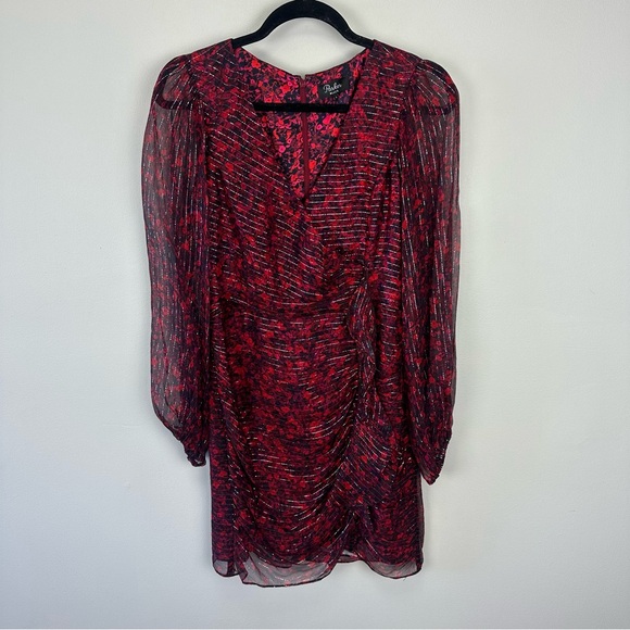 Parker Black Carole Silk Floral Metallic Dress - Picture 3 of 9